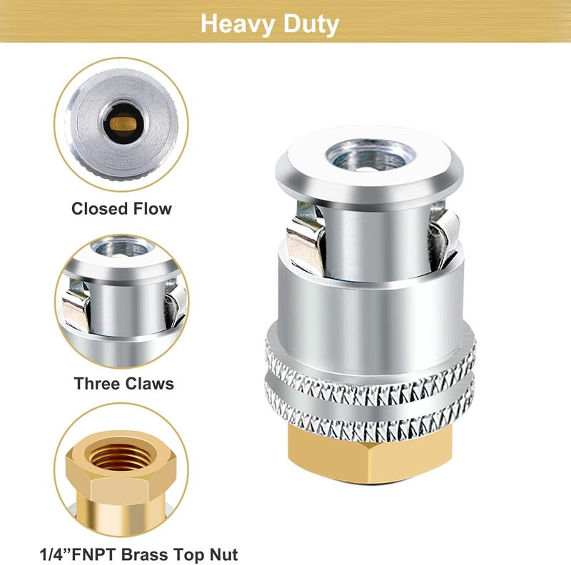 GODESON 2 Pack Brass Lock On Air Chuck, 1/4FNPT Closed Flow Tire Chuck for Tire Inflator Gauge and Air Compressor - Image 4